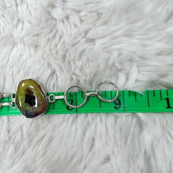 🌈 Unique Design Rainbow Solar Quartz 925 Large Stone Gemstone Necklace Bracelet - Picture 10 of 11